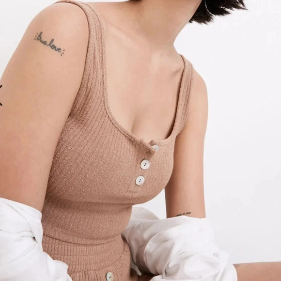 Madewell MWL tan soft stretchy Ribbed Crop Tank top size XL - Picture 2 of 9